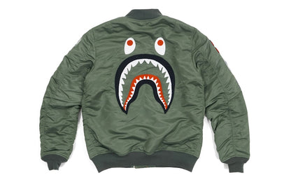 BAPE Back Shark MA1 Bomber Jacket Olive