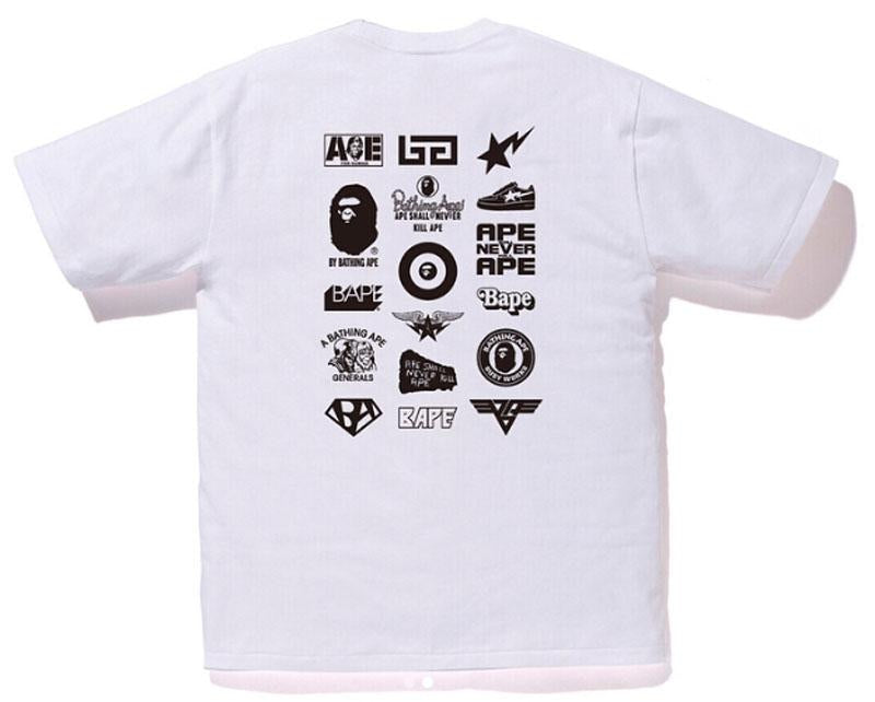 BAPE Bicolor Multi Logo Tee White/Black