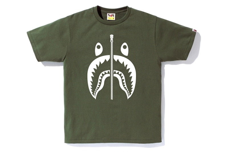 BAPE Bicolor Shark Tee Olive Drab