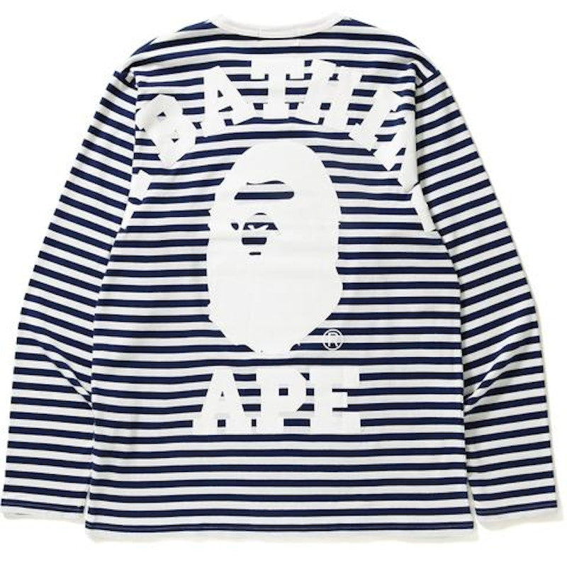 BAPE Big College Hoop L/S Tee Tee Navy