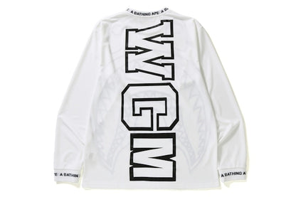 BAPE Big Shark Logo Rib L/S Tee White
