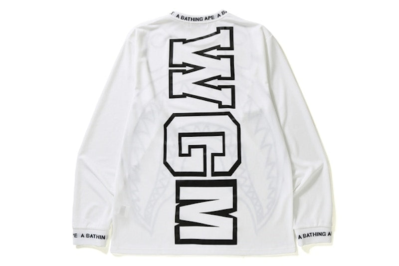 BAPE Big Shark Logo Rib L/S Tee White