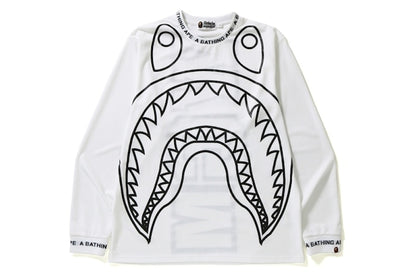 BAPE Big Shark Logo Rib L/S Tee White