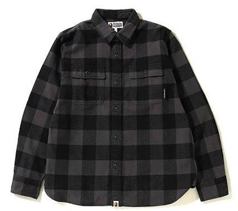 BAPE Block Check Big Logo Shirt Black