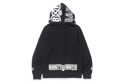 BAPE Bounty Huntermad Shark Over Sized Full Zip Hoodie Black