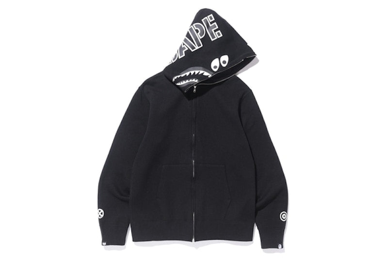 BAPE Bounty Huntermad Shark Over Sized Full Zip Hoodie Black
