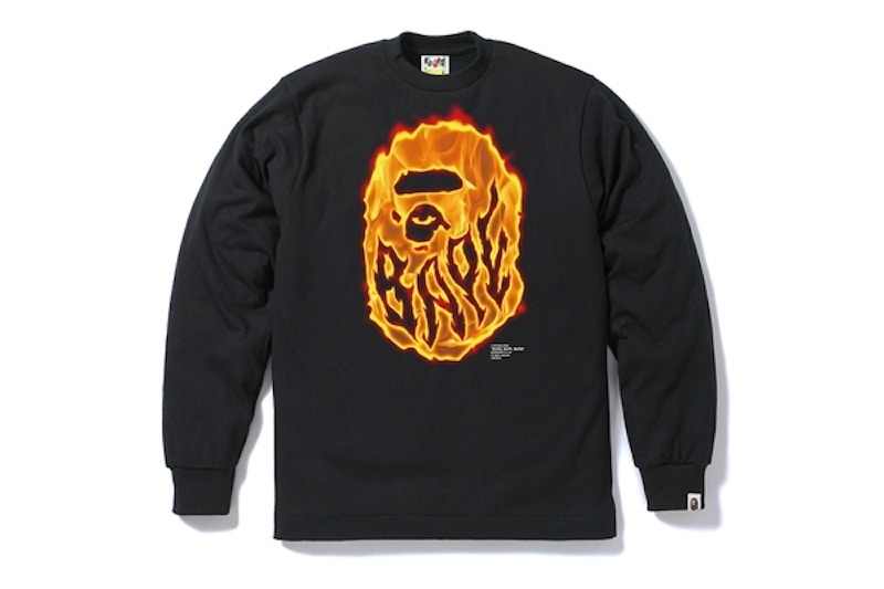 BAPE Burn Burn Long Sleeve Tee Black/Orange