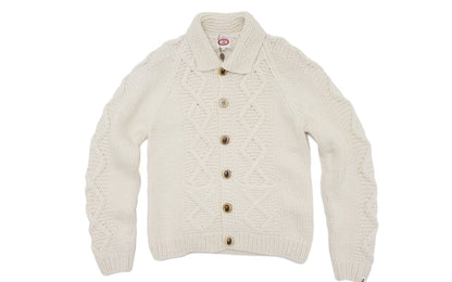 BAPE Cable Knit Cowichan Wool Cardigan White