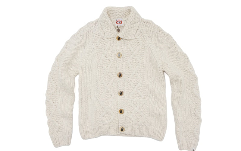 BAPE Cable Knit Cowichan Wool Cardigan White