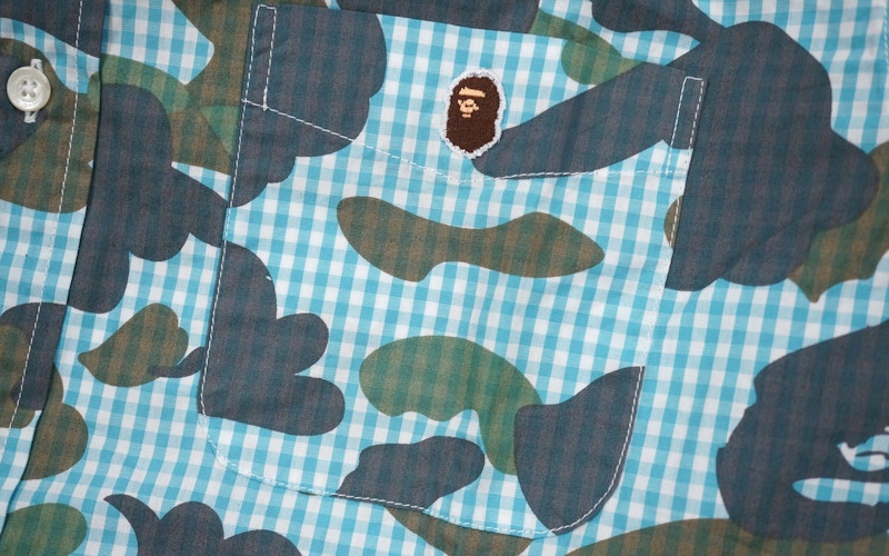 BAPE Camo Print Button Up Blue