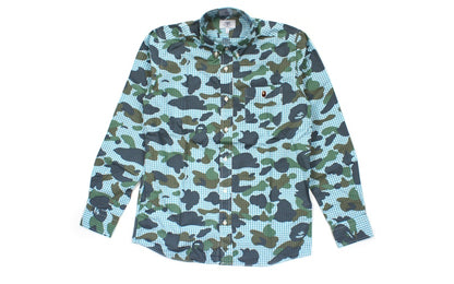 BAPE Camo Print Button Up Blue