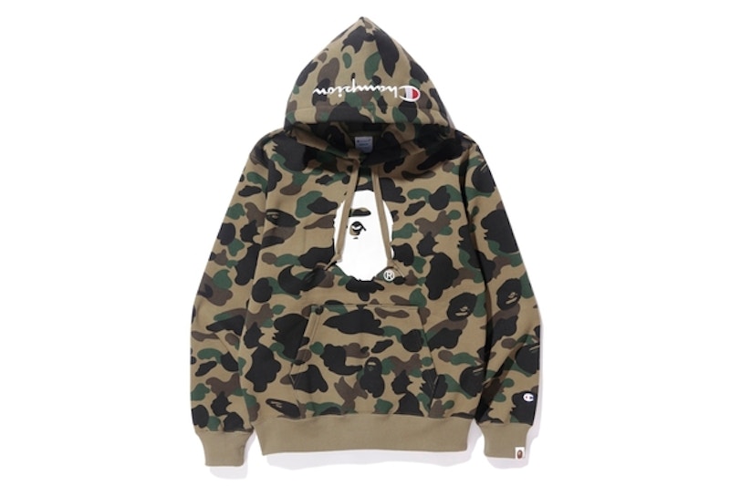 BAPE Champion1st Camo Pullover Hoodie Green