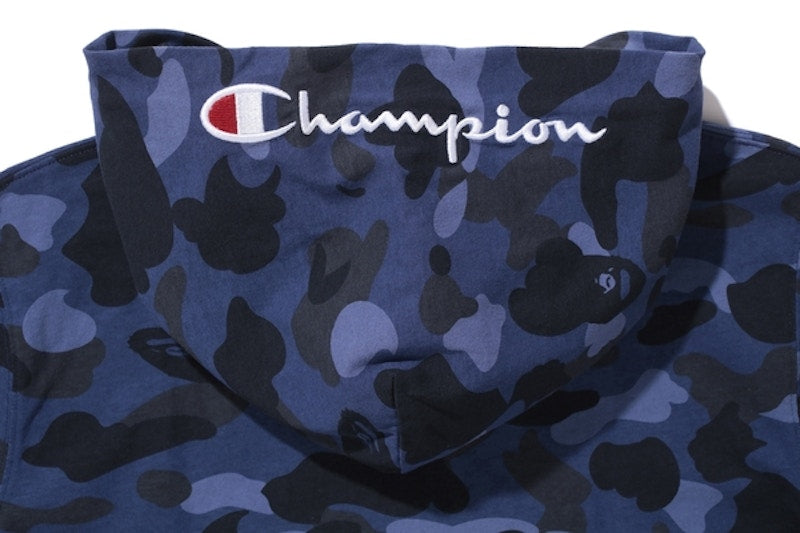 BAPE Champion Color Camo Zip Hoodie Navy Camo