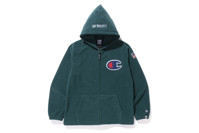 BAPE Champion Polartec Zip Hoodie Green