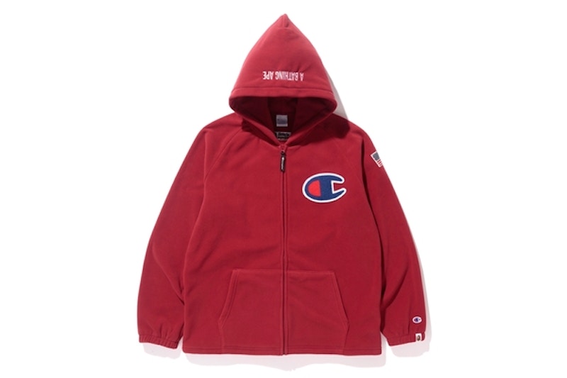 BAPE Champion Polartec Zip Hoodie Red