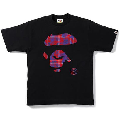 BAPE Check Camo Ape Face Tee Black/Red
