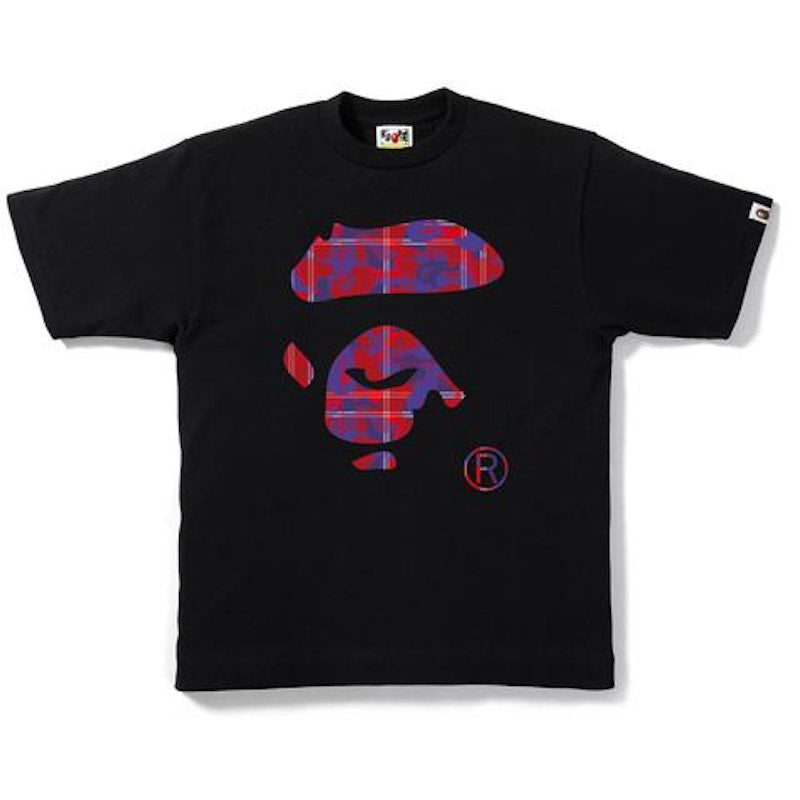 BAPE Check Camo Ape Face Tee Black/Red