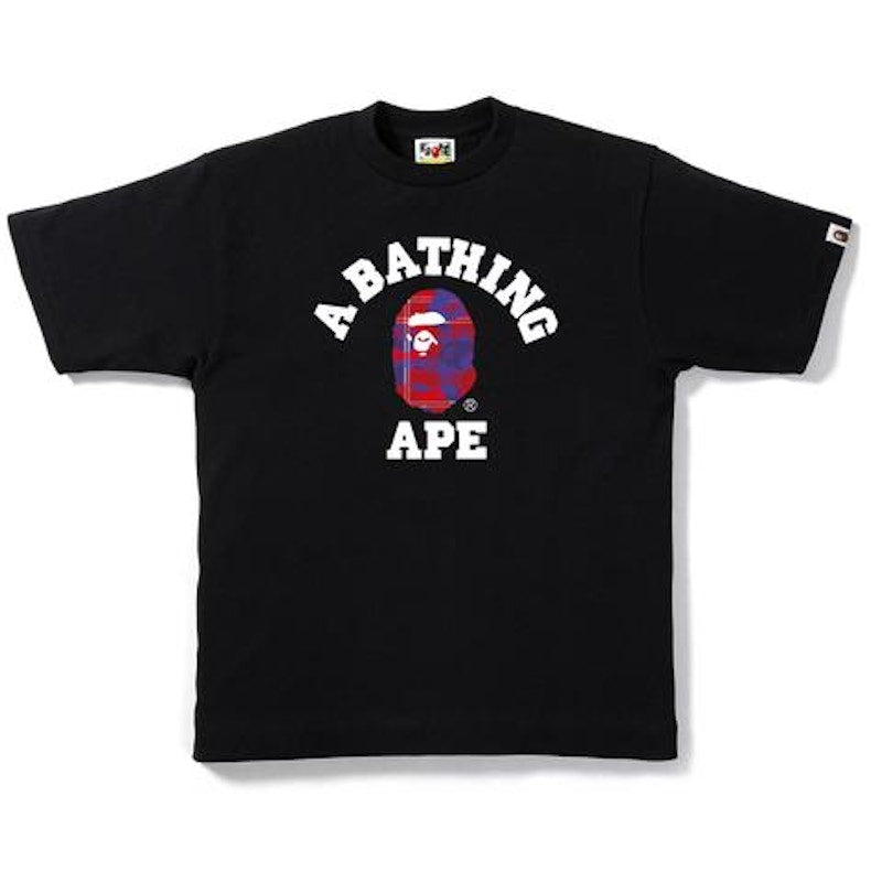 BAPE Check Camo College Tee Black/Red