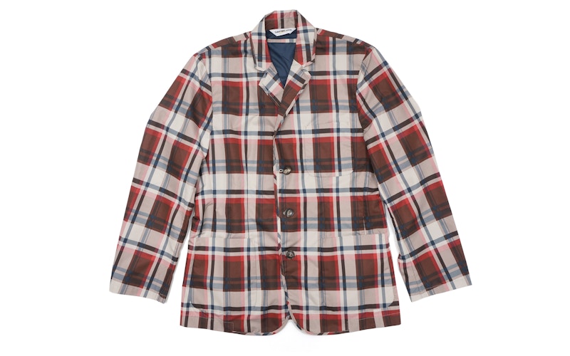 BAPE Check Nylon Sport Coat Blazer Brown/Red