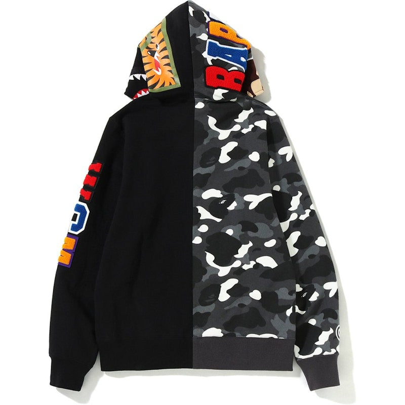 BAPE City Camo 2nd Ape Shark Full Zip Hoodie Black