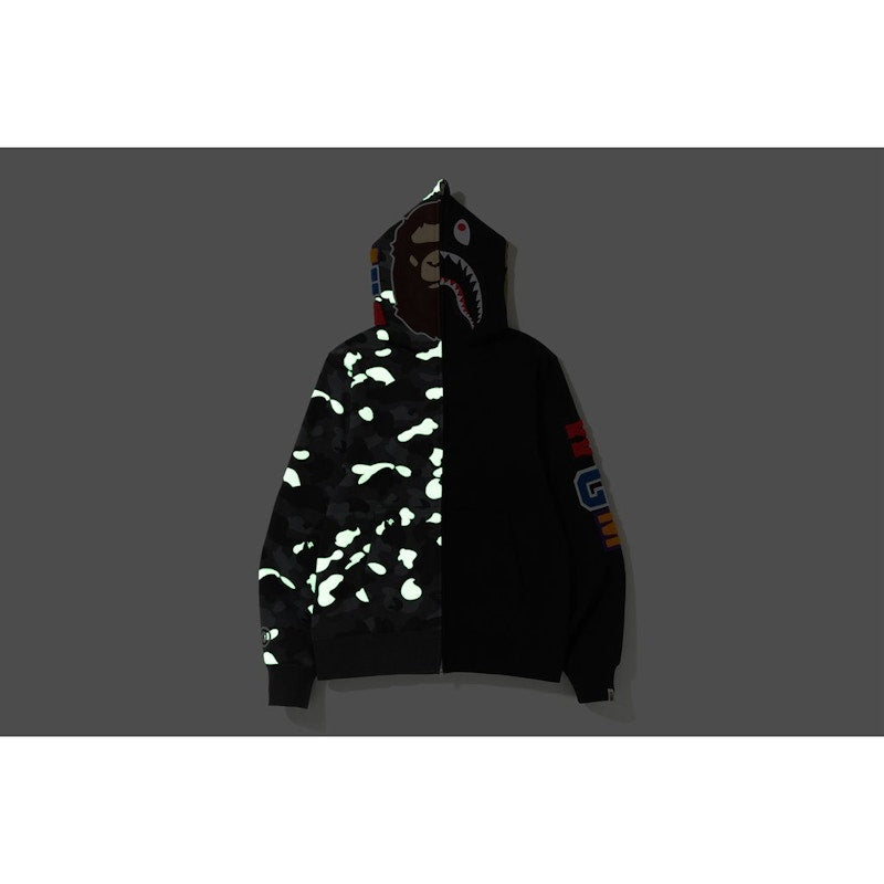 BAPE City Camo 2nd Ape Shark Full Zip Hoodie Black