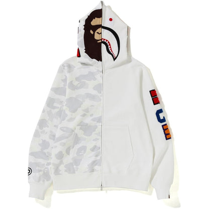 BAPE City Camo 2nd Ape Shark Full Zip Hoodie White