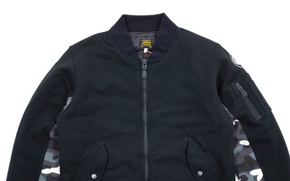 BAPE City Camo Accent Cotton Sweat MA1 Bomber Jacket Black/Glow