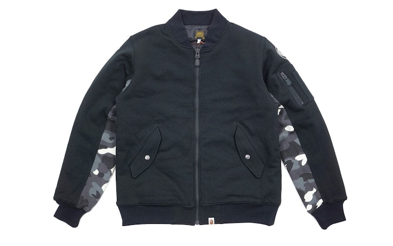 BAPE City Camo Accent Cotton Sweat MA1 Bomber Jacket Black/Glow