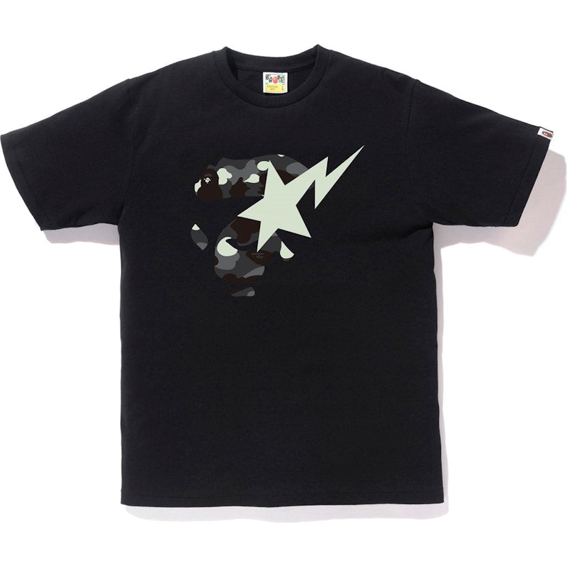 BAPE City Camo Ape Face On Bapesta Tee Black/Black