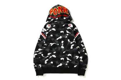 BAPE City Camo Double Shark Full Zip Hoodie Black