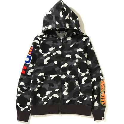 BAPE City Camo Embroidery Shark Full Zip Hoodie Black