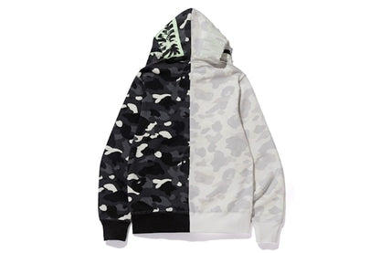 BAPE City Camo Half Shark Full Zip Hoodie White/Black