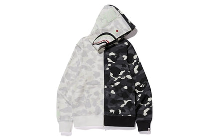 BAPE City Camo Half Shark Full Zip Hoodie White/Black