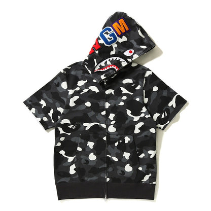 BAPE City Camo S/S Shark Full Zip Hoodie Black