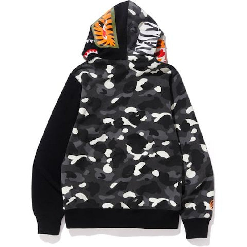 BAPE City Camo Tiger Shark Full Zip Hoodie Black