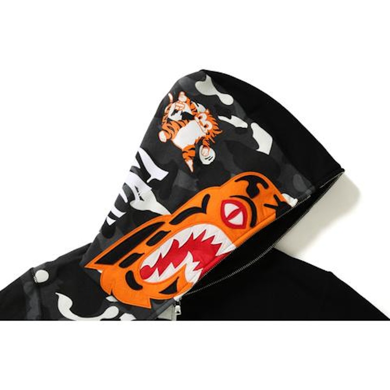 BAPE City Camo Tiger Shark Full Zip Hoodie Black
