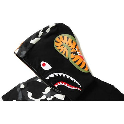 BAPE City Camo Tiger Shark Full Zip Hoodie Black