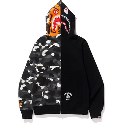 BAPE City Camo Tiger Shark Full Zip Hoodie Black
