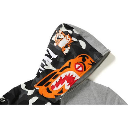BAPE City Camo Tiger Shark Full Zip Hoodie Gray