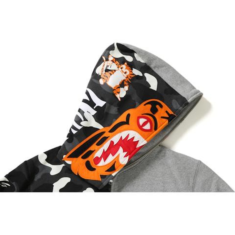 BAPE City Camo Tiger Shark Full Zip Hoodie Gray