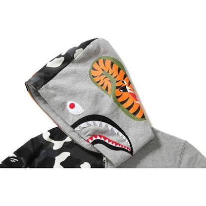 BAPE City Camo Tiger Shark Full Zip Hoodie Gray