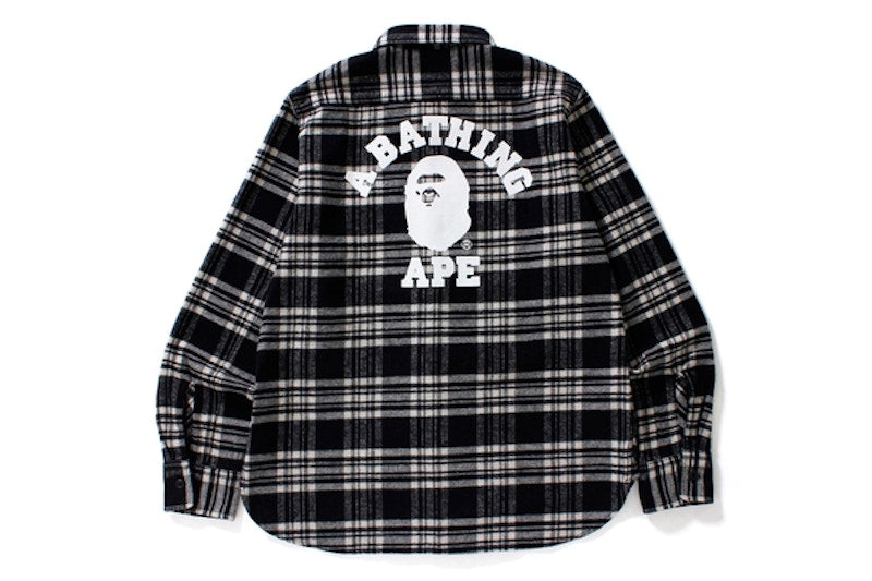 BAPE College Flannel Shirt Black