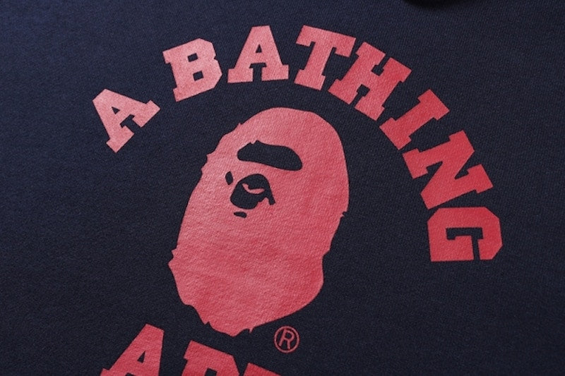 BAPE College Heavy Weight Pullover Hoodie Navy