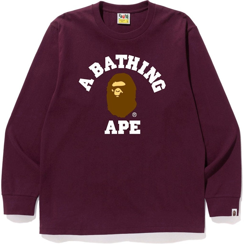 BAPE College L/S Tee (SS19) Burgundy