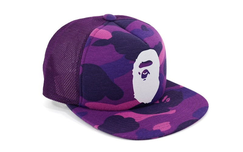 BAPE Color Camo Apehead Mesh Snapback Purple