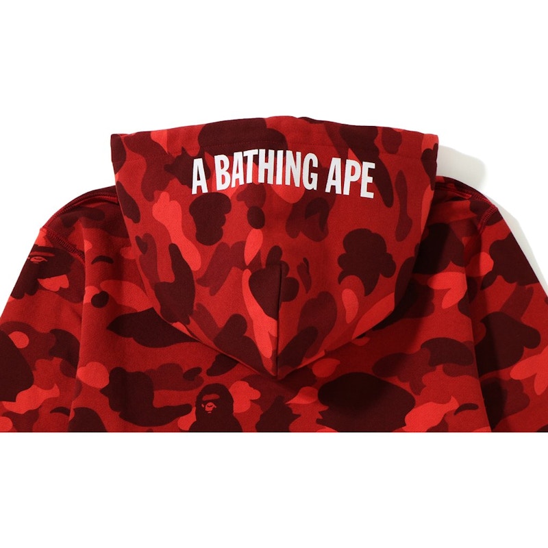 BAPE Color Camo College Pullover Hoodie Red