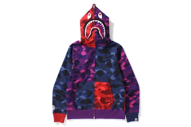 BAPE Color Camo Crazy Shark Full Zip Hoodie Multicolor