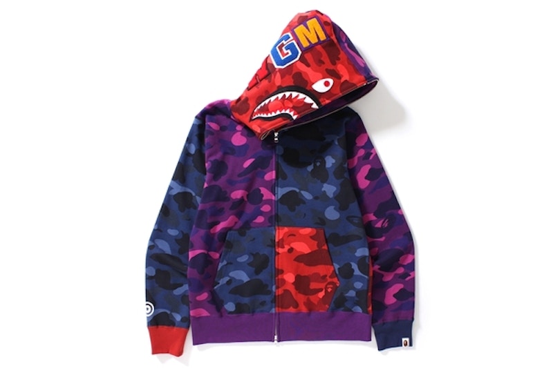 BAPE Color Camo Crazy Shark Full Zip Hoodie Multicolor