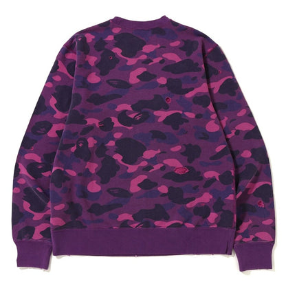 BAPE Color Camo Damage Wide Crewneck Purple