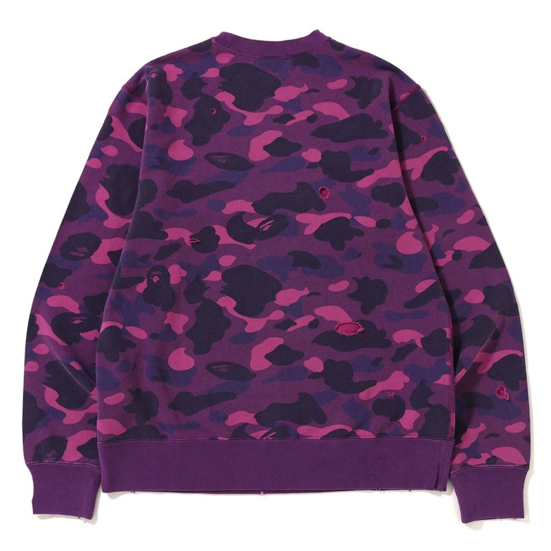 BAPE Color Camo Damage Wide Crewneck Purple